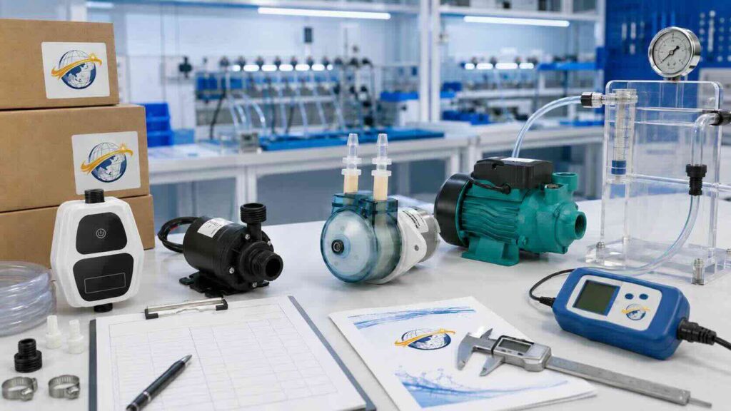 Pump samples and quality coordination materials for overseas buyer sourcing support