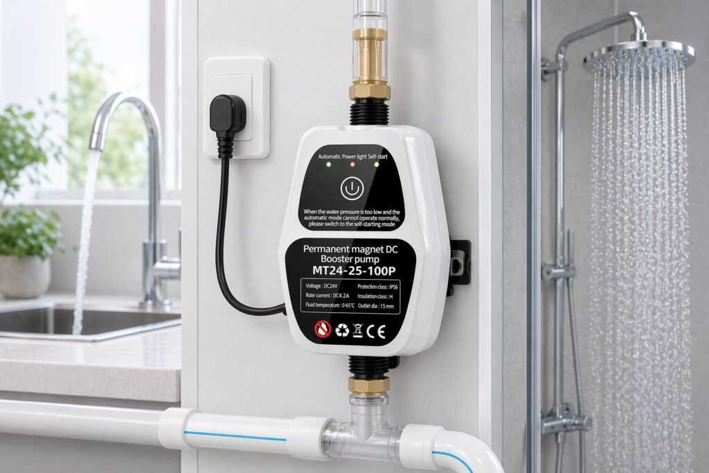 DC booster pump for household water pressure boosting application